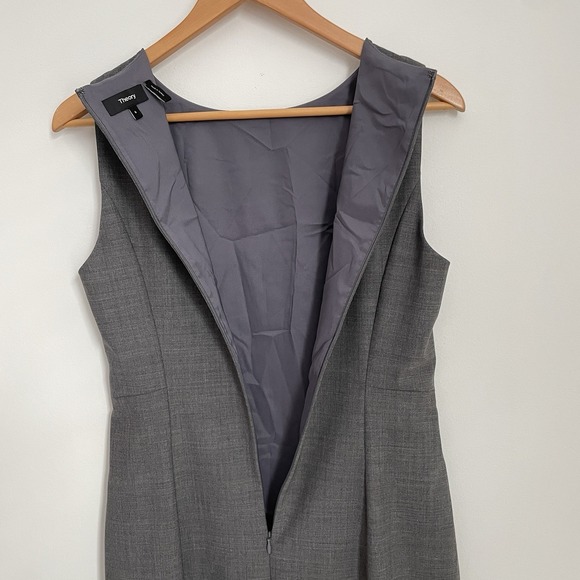 Theory Betty 2B Charcoal Gray Virgin Wool Sheath Dress Career Work Size 6 Lined - Picture 10 of 15